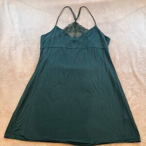 Victoria's Secret Dark Green Lace Racerback Cut Out Sleep Dress Nightie Sz XL